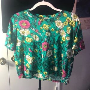 Green Flower Crop Top